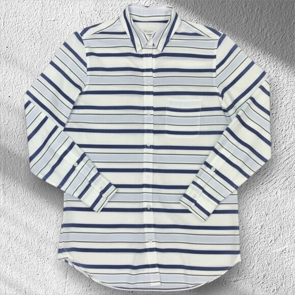 Equipment Femme Blue White Striped Cotton Button Down Shirt Classic Workwear S - Picture 2 of 11